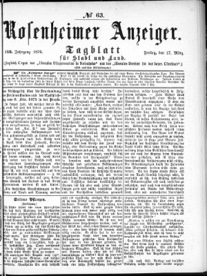 Rosenheimer Anzeiger Freitag 17. März 1876