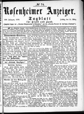 Rosenheimer Anzeiger Freitag 31. März 1876