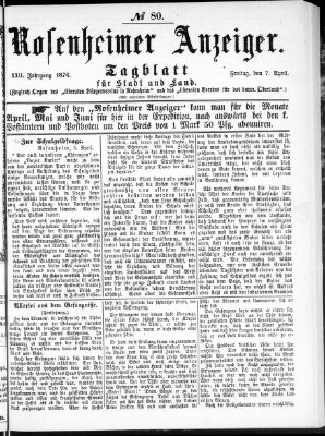 Rosenheimer Anzeiger Freitag 7. April 1876