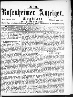 Rosenheimer Anzeiger Mittwoch 3. Mai 1876