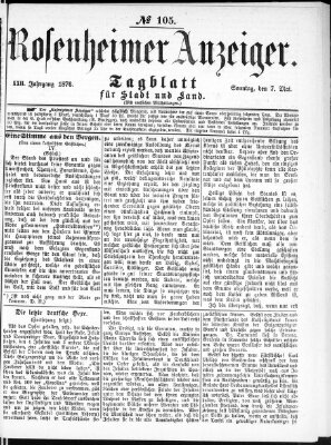 Rosenheimer Anzeiger Sonntag 7. Mai 1876