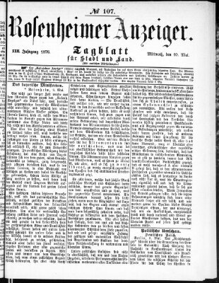 Rosenheimer Anzeiger Mittwoch 10. Mai 1876