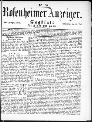 Rosenheimer Anzeiger Donnerstag 11. Mai 1876