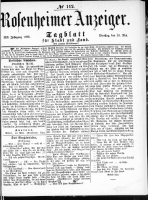 Rosenheimer Anzeiger Dienstag 16. Mai 1876