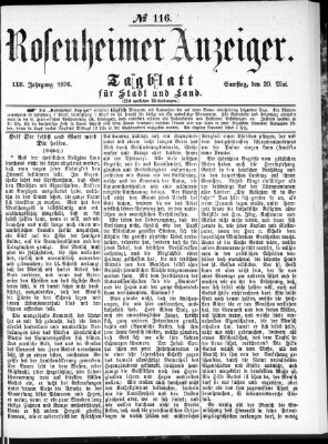 Rosenheimer Anzeiger Samstag 20. Mai 1876