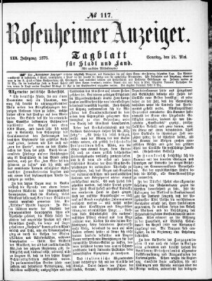 Rosenheimer Anzeiger Sonntag 21. Mai 1876