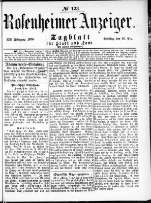 Rosenheimer Anzeiger Dienstag 30. Mai 1876