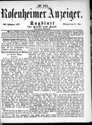 Rosenheimer Anzeiger Mittwoch 31. Mai 1876