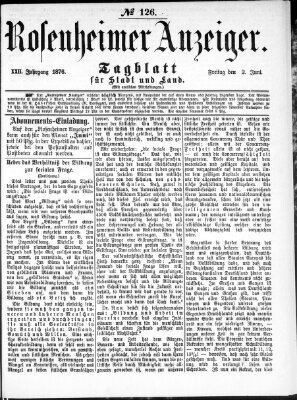 Rosenheimer Anzeiger Freitag 2. Juni 1876