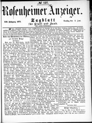 Rosenheimer Anzeiger Samstag 3. Juni 1876