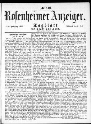 Rosenheimer Anzeiger Mittwoch 5. Juli 1876