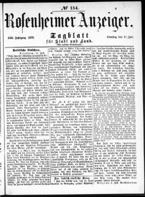 Rosenheimer Anzeiger Dienstag 11. Juli 1876