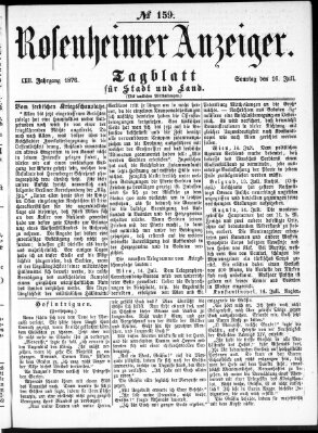 Rosenheimer Anzeiger Sonntag 16. Juli 1876