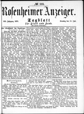 Rosenheimer Anzeiger Sonntag 23. Juli 1876