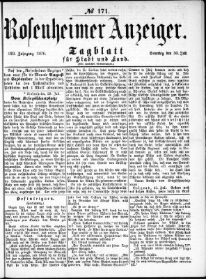 Rosenheimer Anzeiger Sonntag 30. Juli 1876