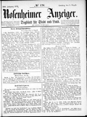 Rosenheimer Anzeiger Samstag 5. August 1876