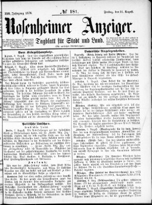 Rosenheimer Anzeiger Freitag 11. August 1876