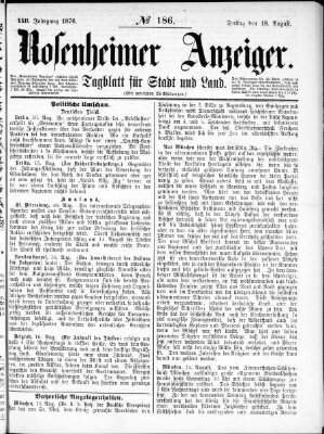 Rosenheimer Anzeiger Freitag 18. August 1876