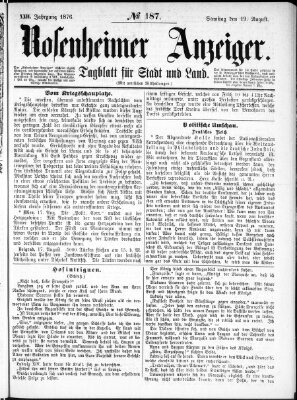 Rosenheimer Anzeiger Samstag 19. August 1876