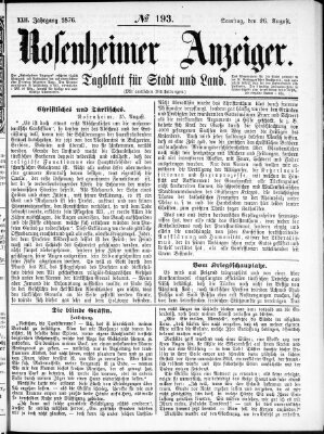 Rosenheimer Anzeiger Samstag 26. August 1876