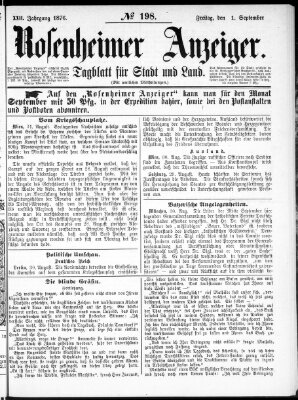 Rosenheimer Anzeiger Freitag 1. September 1876