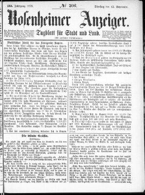 Rosenheimer Anzeiger Dienstag 12. September 1876