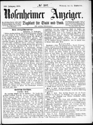 Rosenheimer Anzeiger Mittwoch 13. September 1876