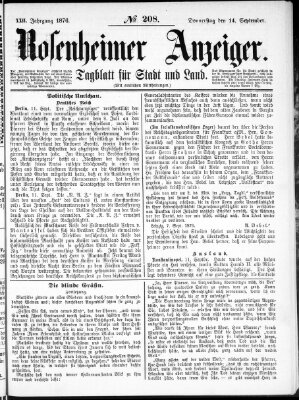 Rosenheimer Anzeiger Donnerstag 14. September 1876