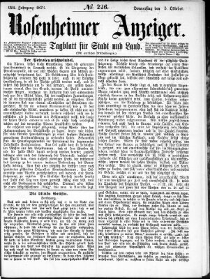 Rosenheimer Anzeiger Donnerstag 5. Oktober 1876