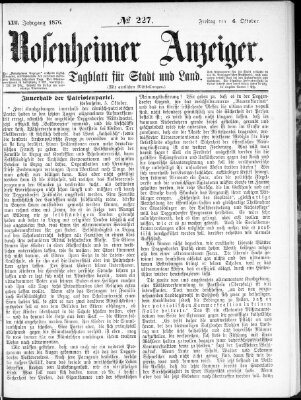 Rosenheimer Anzeiger Freitag 6. Oktober 1876