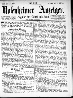 Rosenheimer Anzeiger Sonntag 8. Oktober 1876