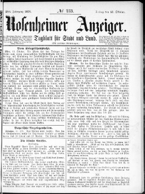 Rosenheimer Anzeiger Freitag 13. Oktober 1876