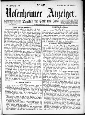 Rosenheimer Anzeiger Sonntag 15. Oktober 1876