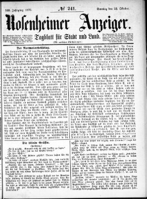 Rosenheimer Anzeiger Sonntag 22. Oktober 1876