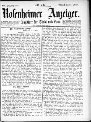 Rosenheimer Anzeiger Mittwoch 25. Oktober 1876