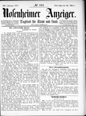 Rosenheimer Anzeiger Donnerstag 26. Oktober 1876