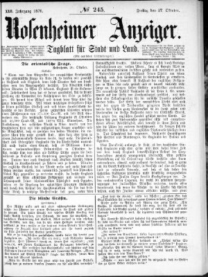 Rosenheimer Anzeiger Freitag 27. Oktober 1876