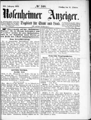 Rosenheimer Anzeiger Dienstag 31. Oktober 1876