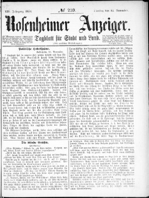 Rosenheimer Anzeiger Dienstag 14. November 1876