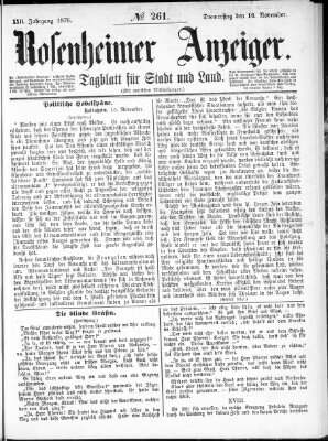 Rosenheimer Anzeiger Donnerstag 16. November 1876