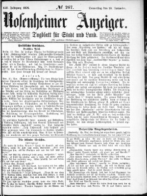 Rosenheimer Anzeiger Donnerstag 23. November 1876