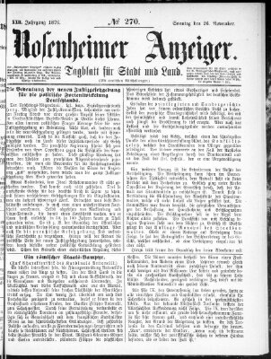 Rosenheimer Anzeiger Sonntag 26. November 1876