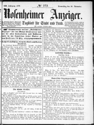 Rosenheimer Anzeiger Donnerstag 30. November 1876