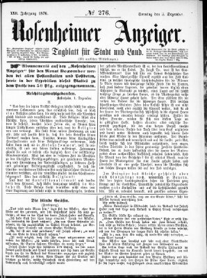 Rosenheimer Anzeiger Sonntag 3. Dezember 1876