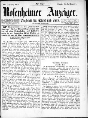 Rosenheimer Anzeiger Dienstag 5. Dezember 1876