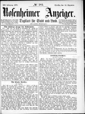 Rosenheimer Anzeiger Dienstag 12. Dezember 1876