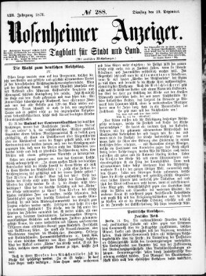 Rosenheimer Anzeiger Dienstag 19. Dezember 1876