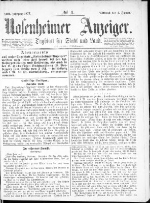 Rosenheimer Anzeiger Mittwoch 3. Januar 1877