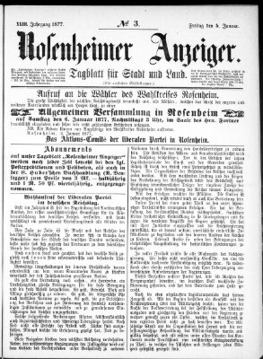 Rosenheimer Anzeiger Freitag 5. Januar 1877