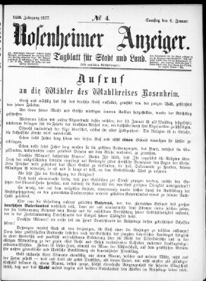 Rosenheimer Anzeiger Samstag 6. Januar 1877